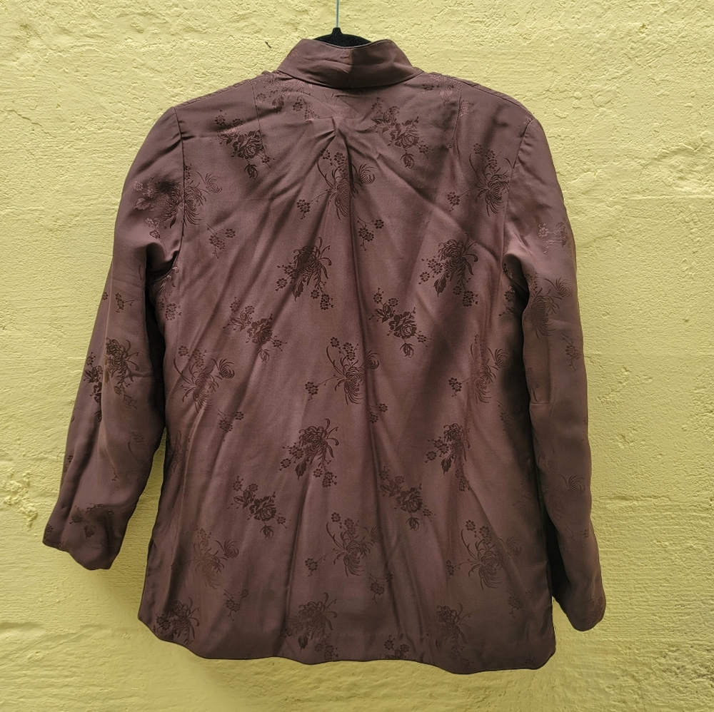 Vintage 100 Percent Silk Brown 2 pocket jacket - Picture 4 of 8